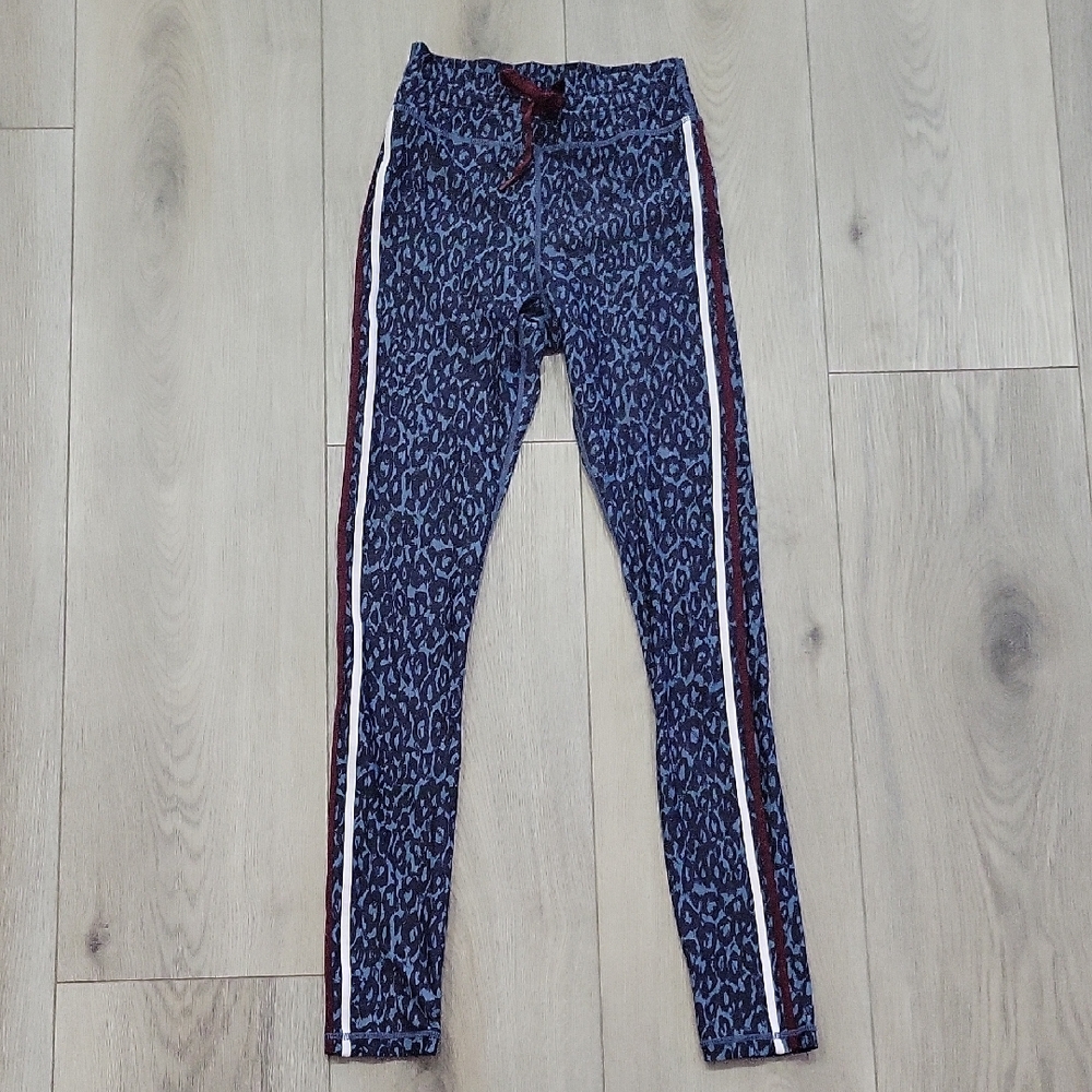 The Upside Blue Leopard Print Leggings with Red Stripes